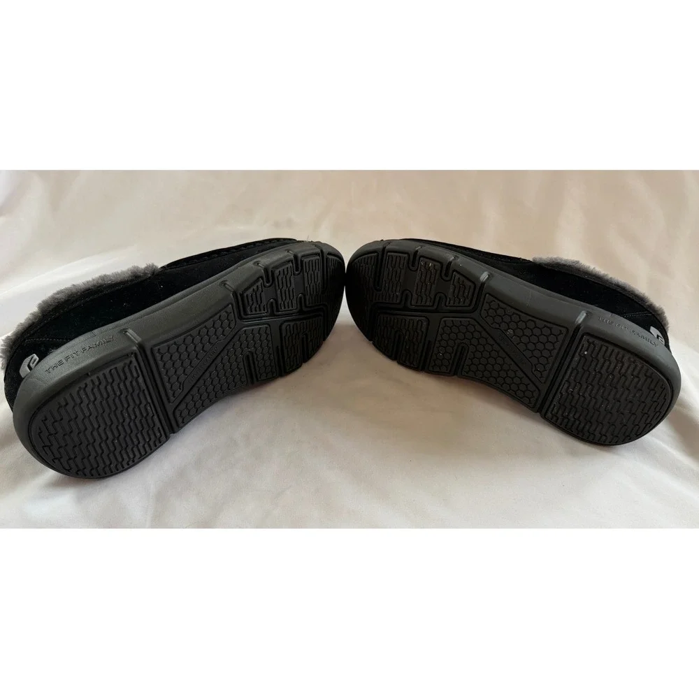 FitVille Casual Air Cushion V3 Men 8W Black Suede‎ Faux Fur Slippers